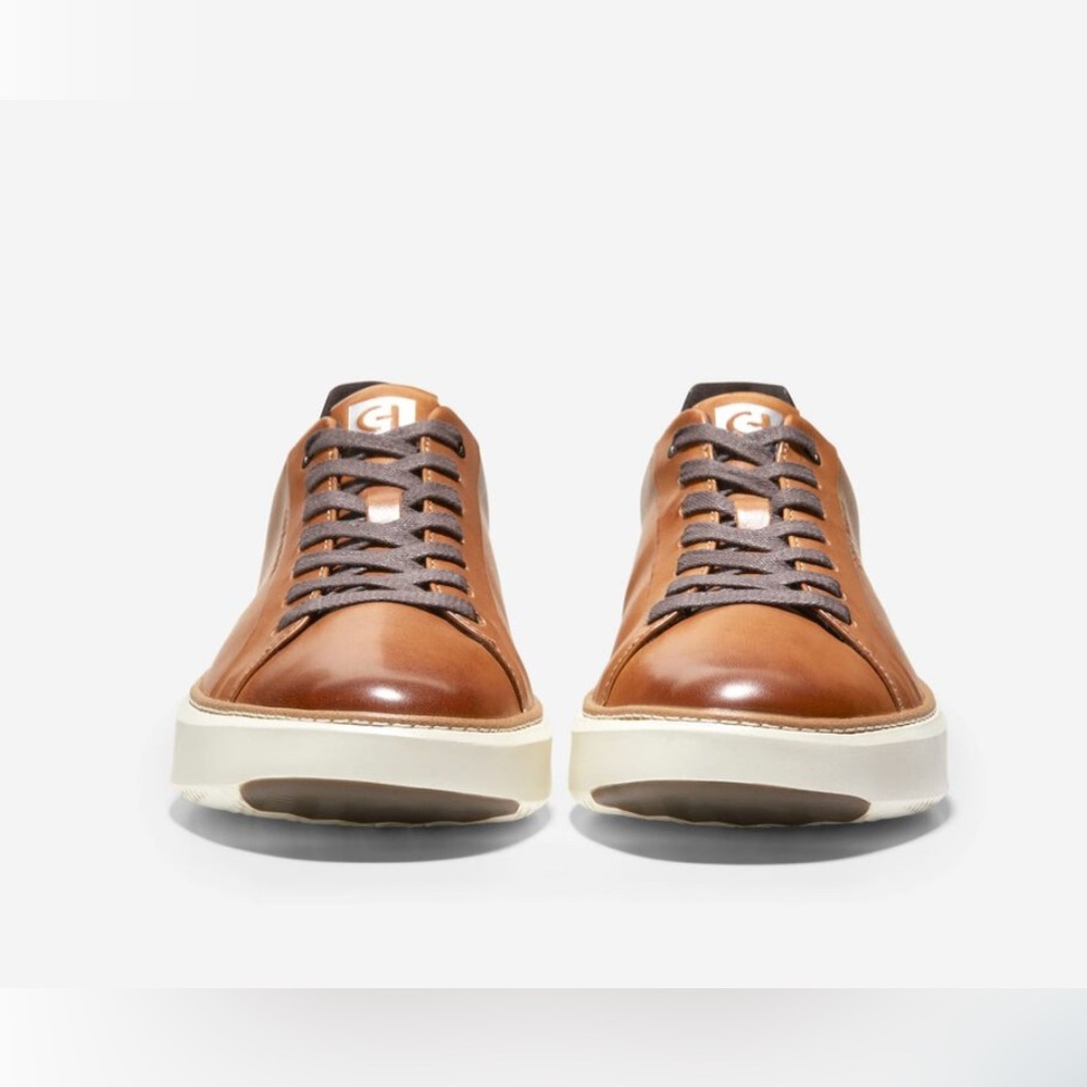 Cole Haan GrandPro Topspin Men's British Tan Leather Sneakers New With Tags Box - Picture 2 of 6